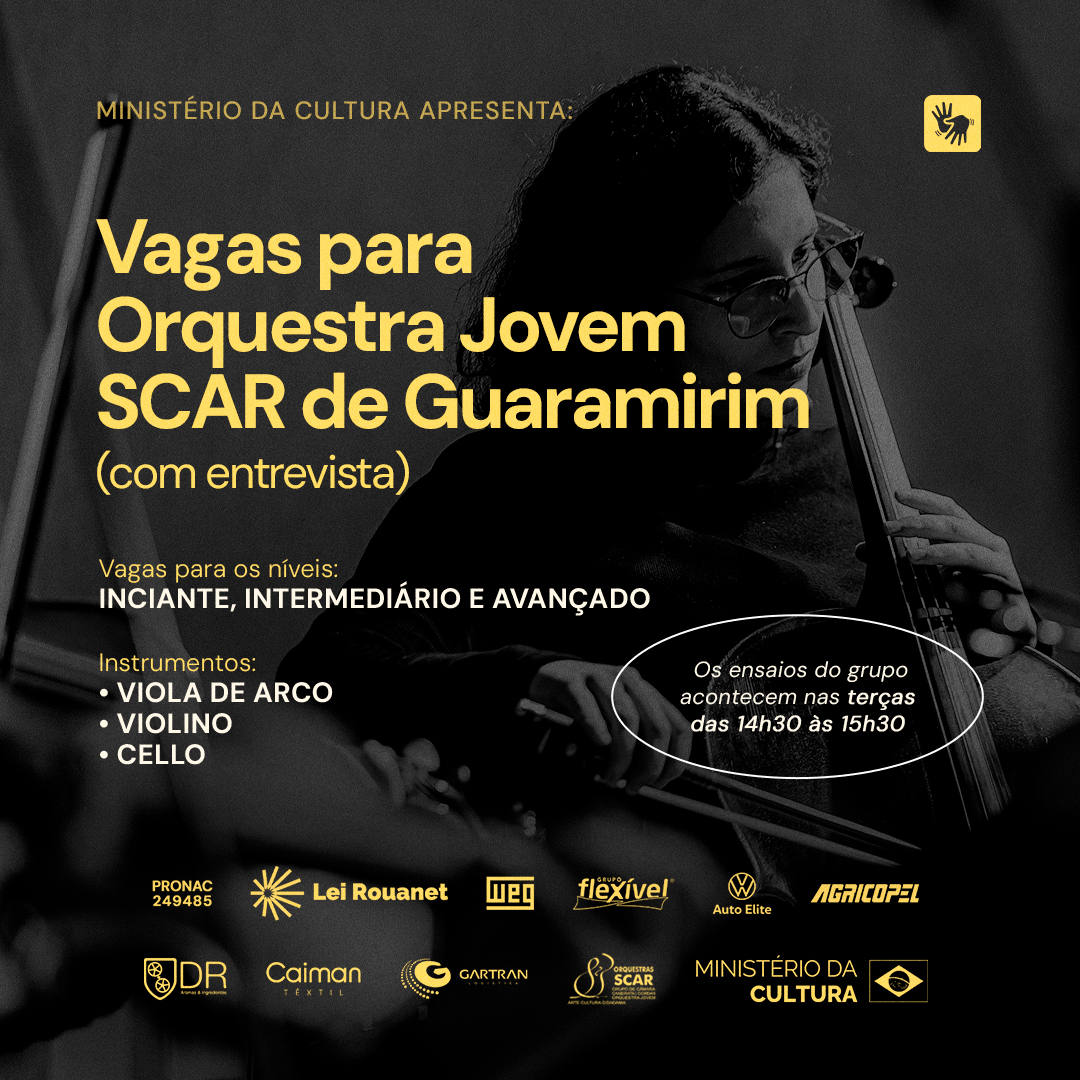 Inscrições abertas – Orquestra Jovem SCAR Guaramirim
